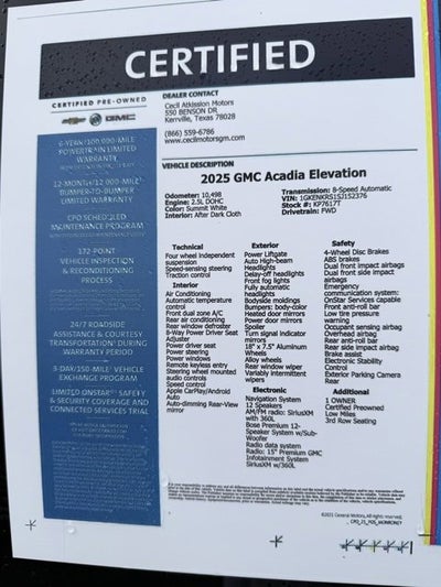 2025 GMC Acadia Elevation