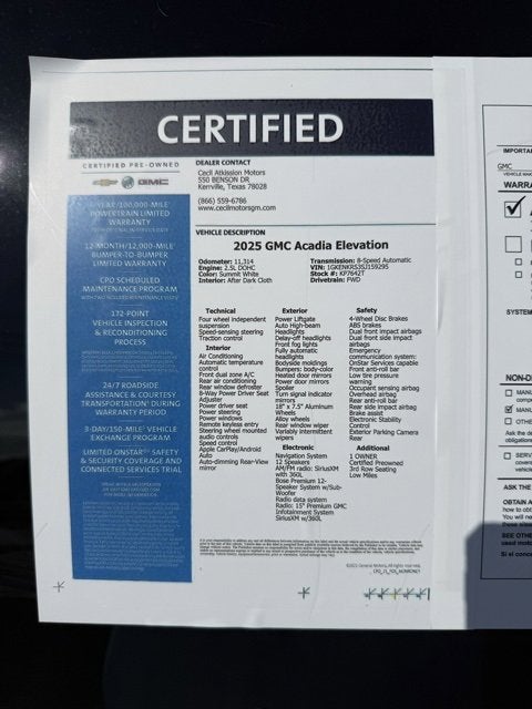 2025 GMC Acadia Elevation