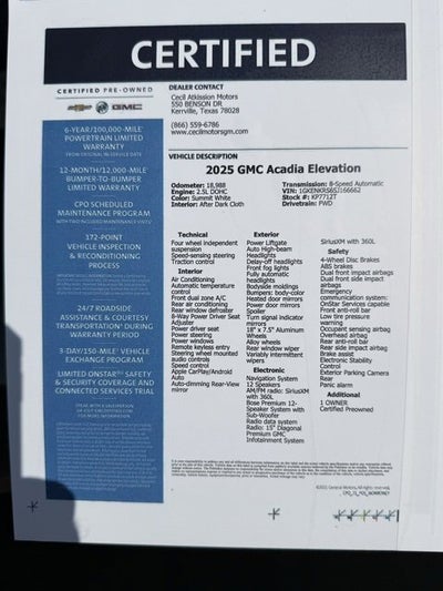 2025 GMC Acadia Elevation