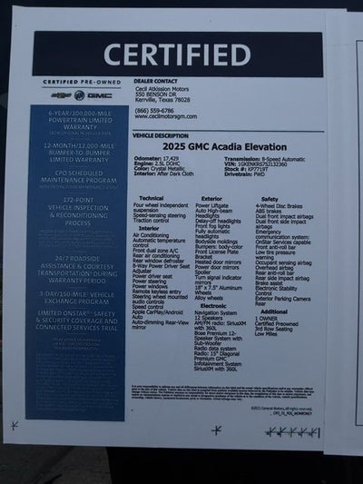 2025 GMC Acadia Elevation