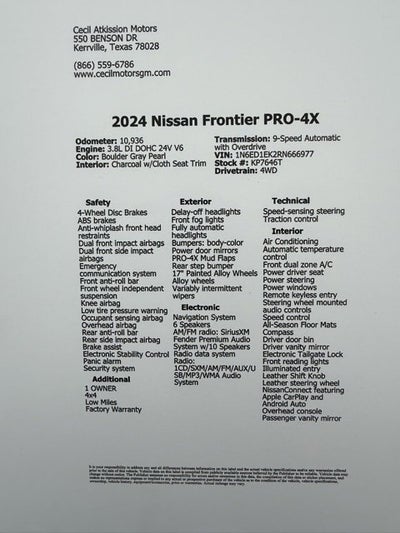 2024 Nissan Frontier PRO-4X